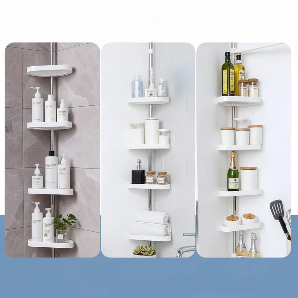 Space-Saving Corner Shower Organizer with Adjustable Shelves