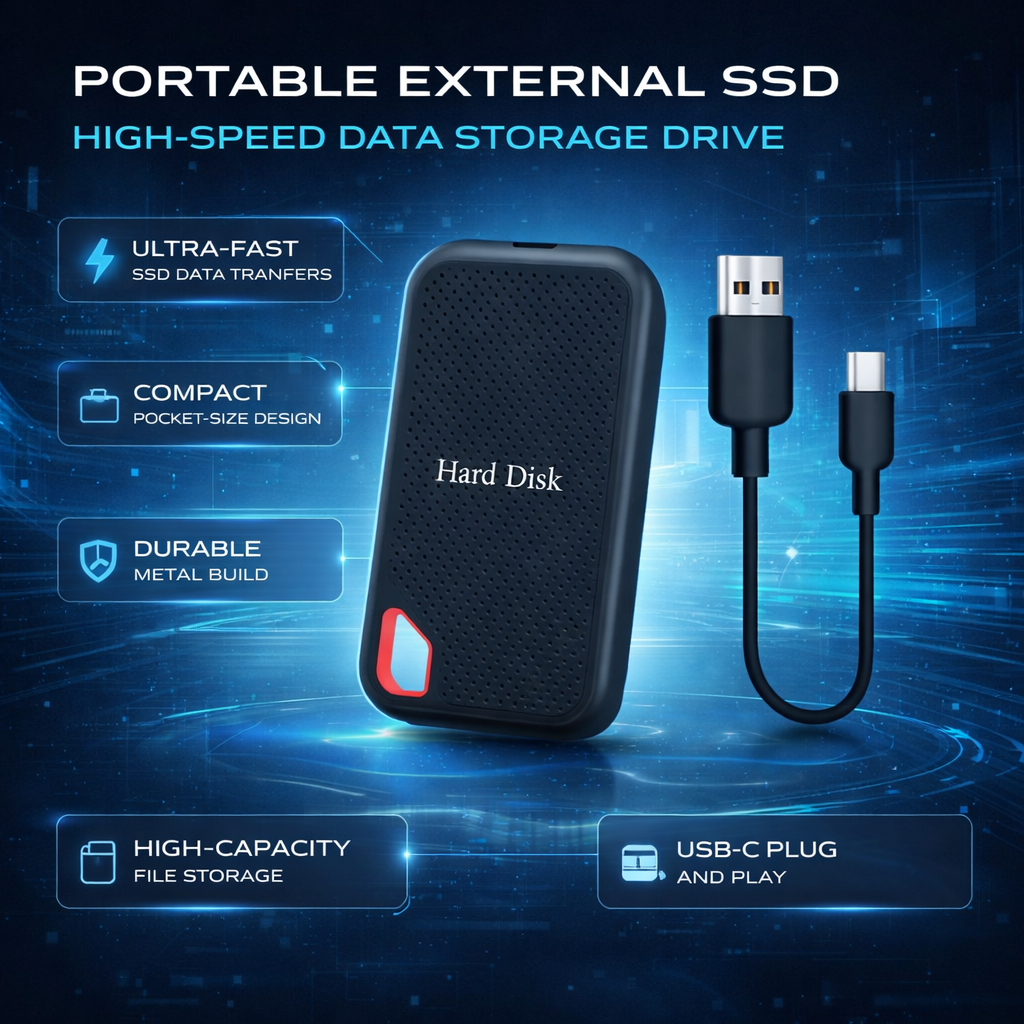 Ultra-Slim USB-C External Solid State Drive for Effortless Storage