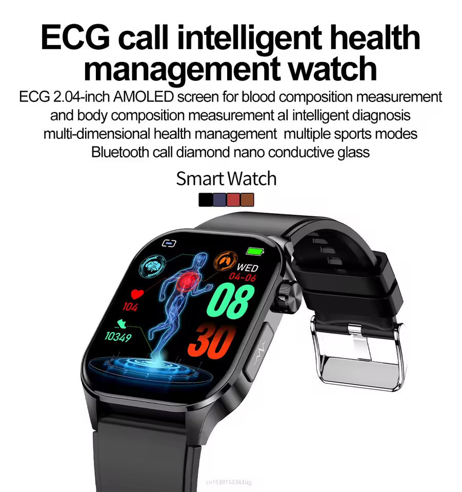 AMOLED Smartwatch with Heart Rate Monitor, Blood Pressure, SOS Alert, IP68, Bluetooth Calling