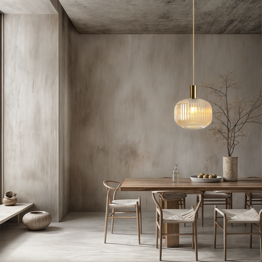 Nordic Elegance Pendant Lighting in Fluted Glass Design