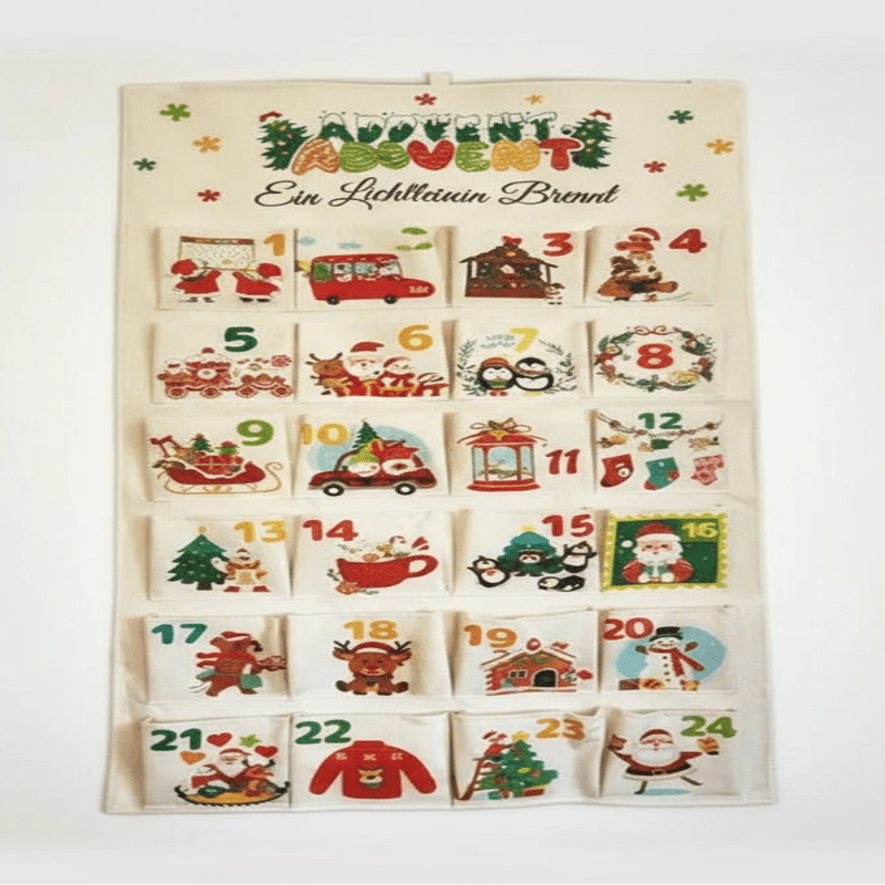 Cheerful Countdown Fabric Advent Calendar with 24 Pockets
