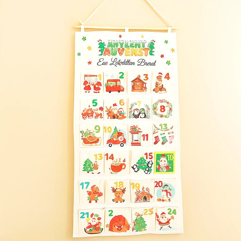 Cheerful Countdown Fabric Advent Calendar with 24 Pockets