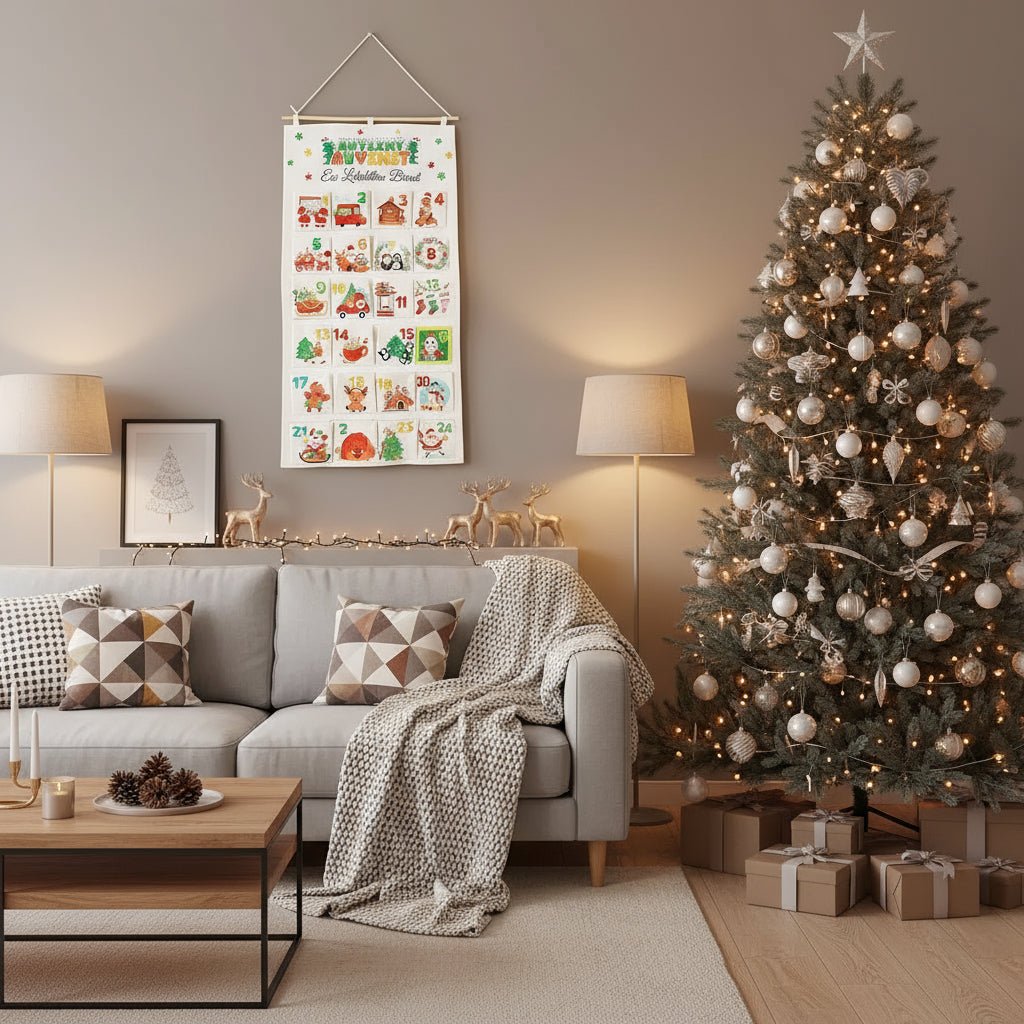 Cheerful Countdown Fabric Advent Calendar with 24 Pockets