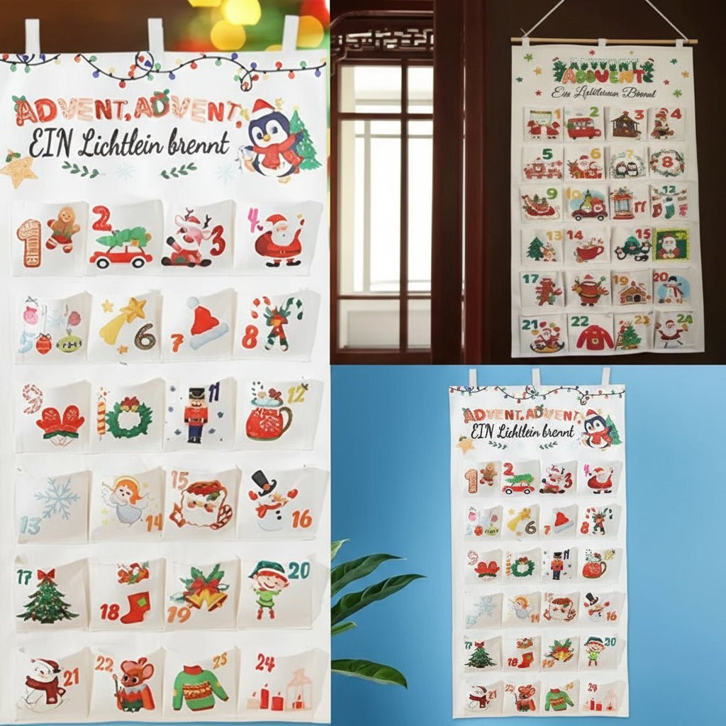 Cheerful Countdown Fabric Advent Calendar with 24 Pockets