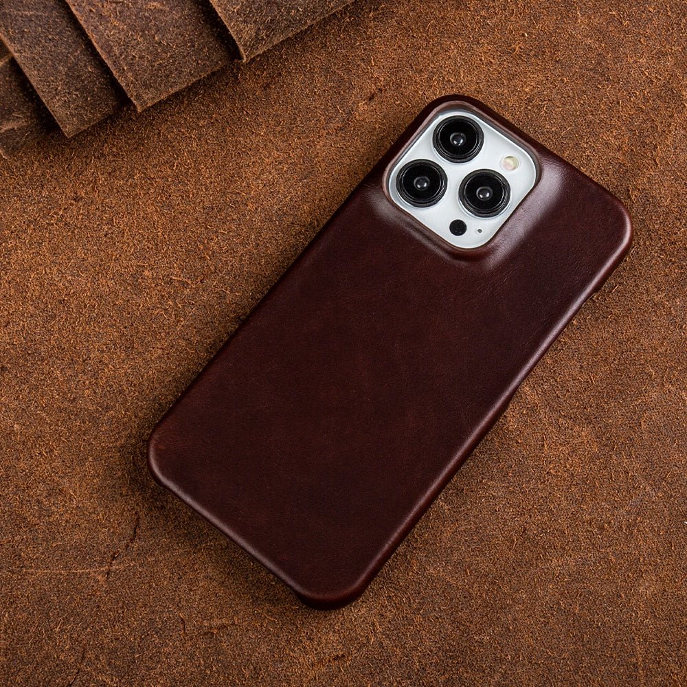 LuxuraGuard Premium Leather MagSafe iPhone Case with Protective Coating