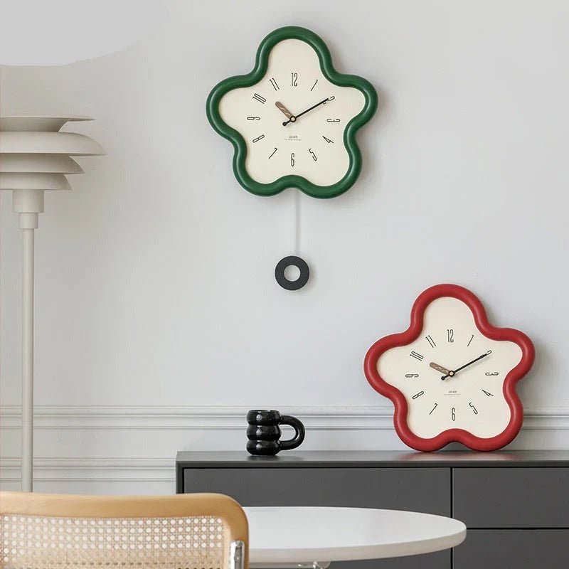 SerenityBloom 3D Floral Pendulum Wall Clock with Quiet Mechanism