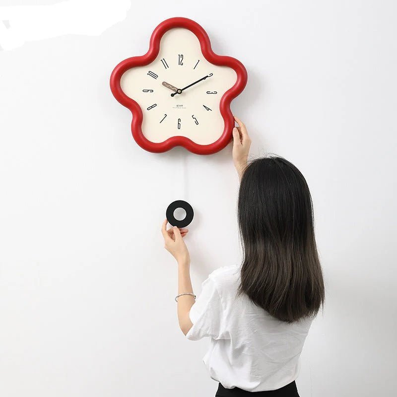 SerenityBloom 3D Floral Pendulum Wall Clock with Quiet Mechanism