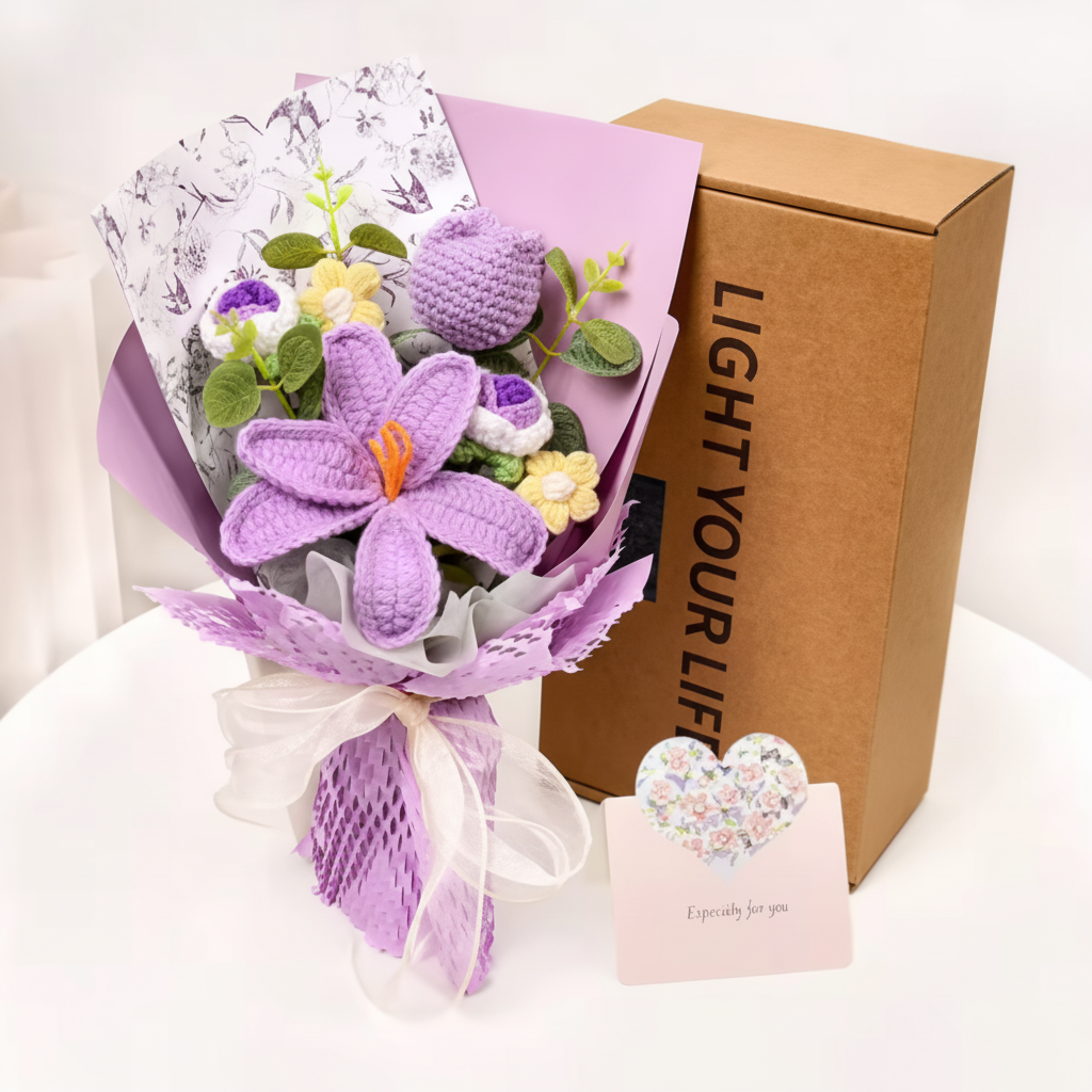 Charming Yarn Tulip Arrangement for Timeless Home Decor