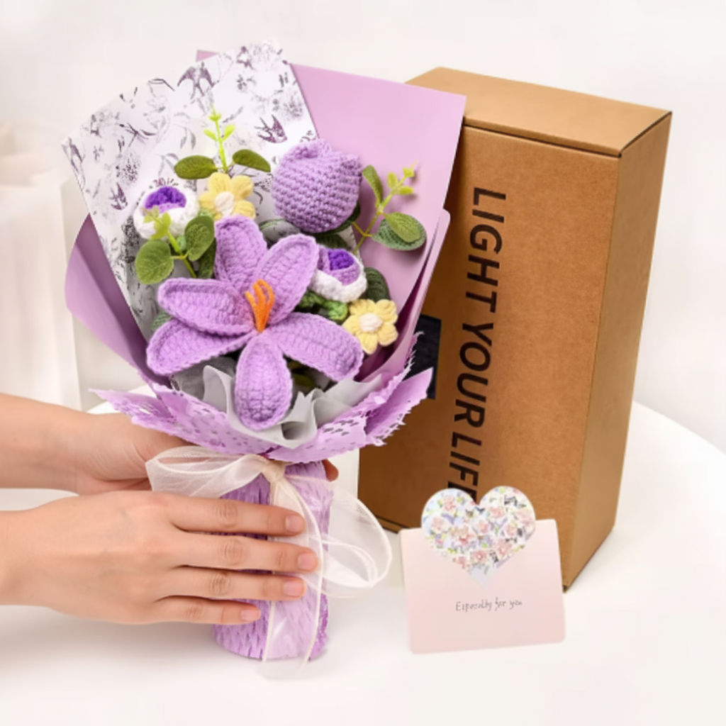 Charming Yarn Tulip Arrangement for Timeless Home Decor