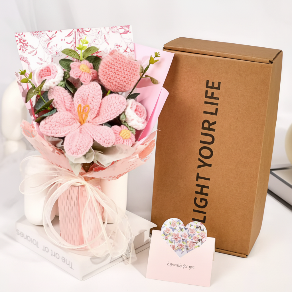 Charming Yarn Tulip Arrangement for Timeless Home Decor
