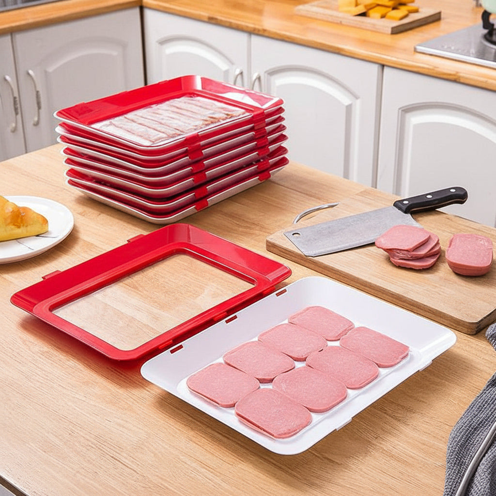 Eco-Friendly Food Storage Tray with Flexible Seal System