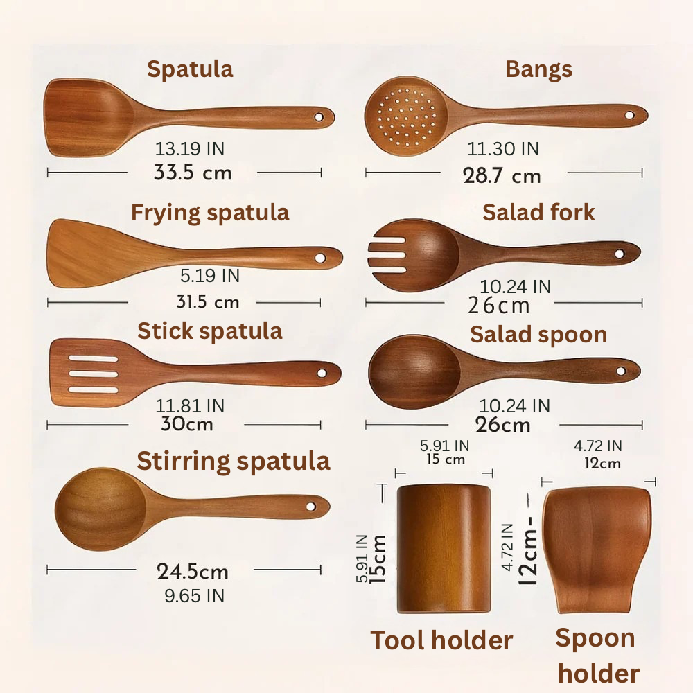 Naturally Elegant Wooden Cooking Utensil Collection