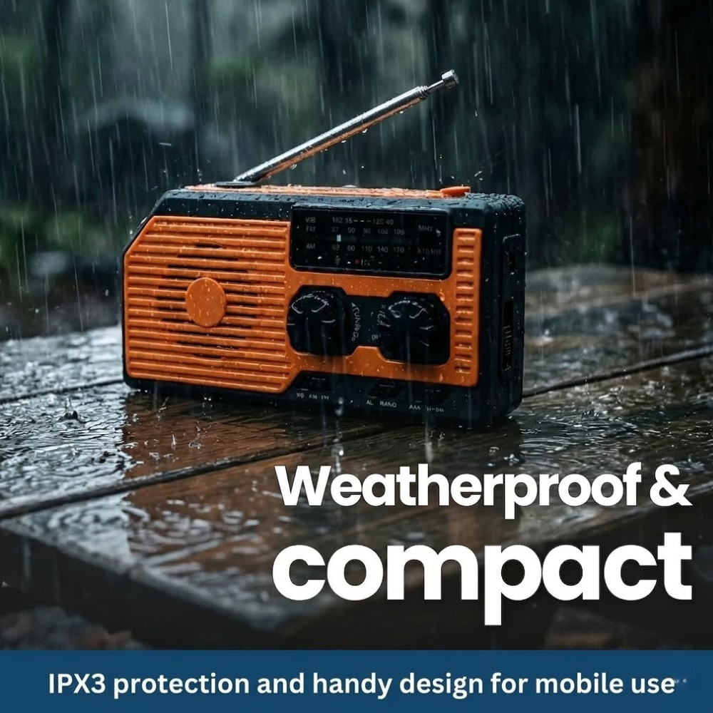 SurvivorTech 4-in-1 Emergency Radio with Solar, Hand Crank & Power Bank
