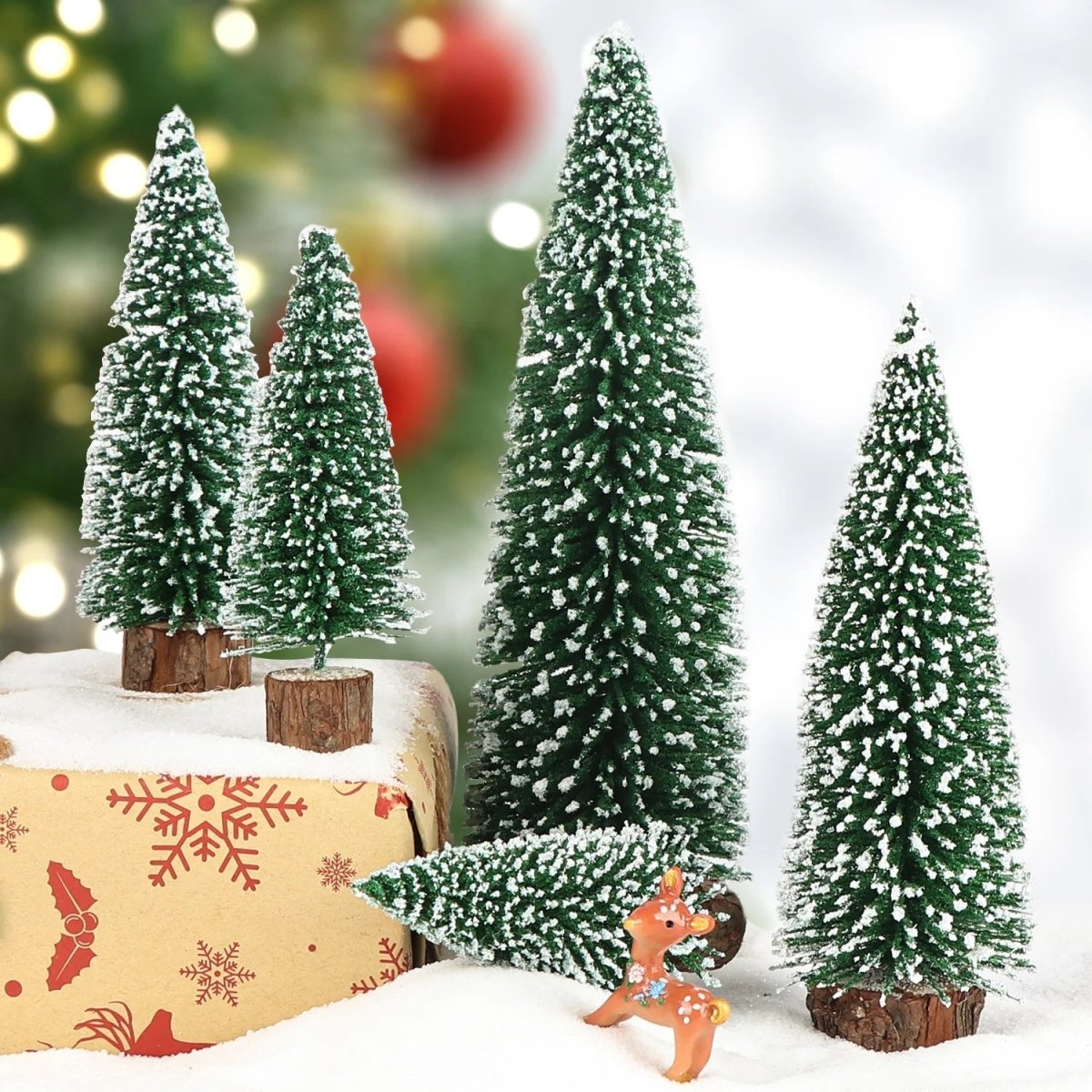 WinterWhisper Mini Fir Tree Collection, 5 Piece Set for Holiday Decor