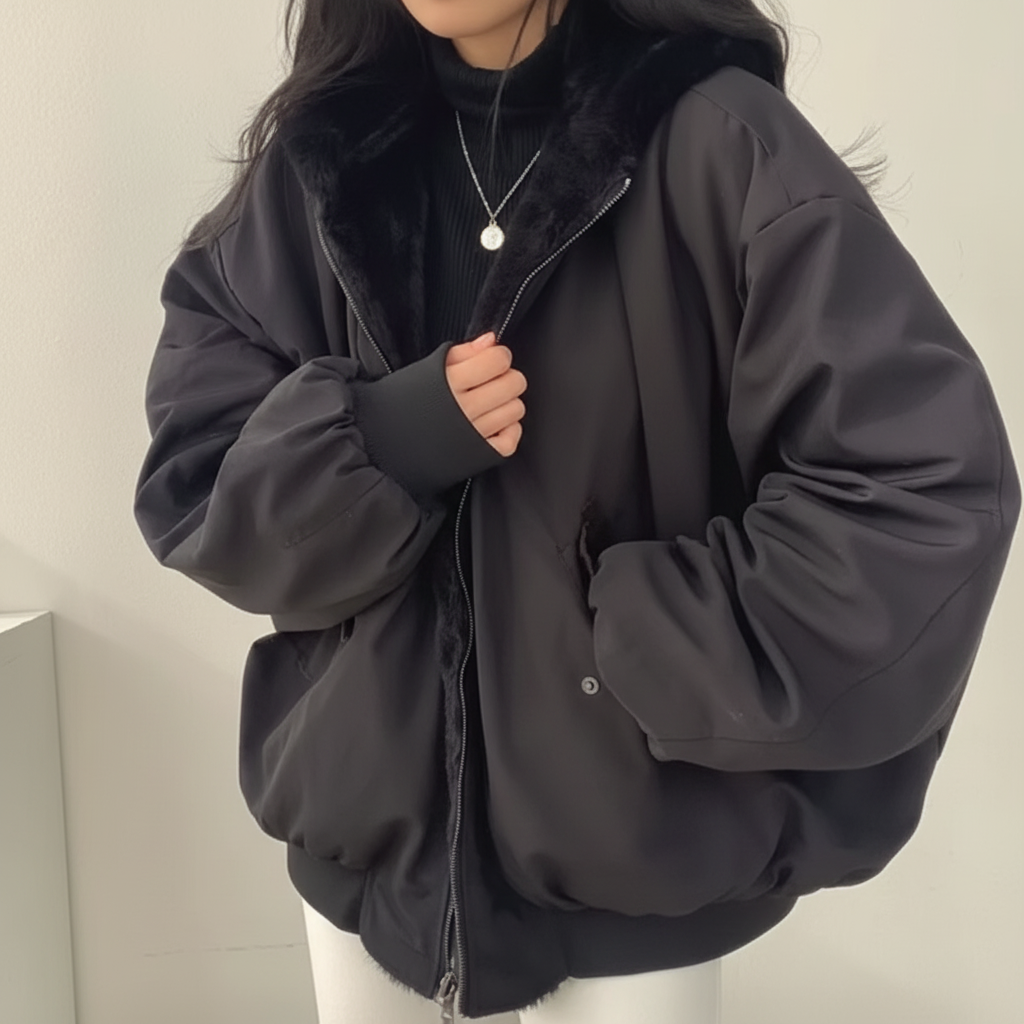 Cozy Women's Winter Coat with Soft Lining and Zipper Closure