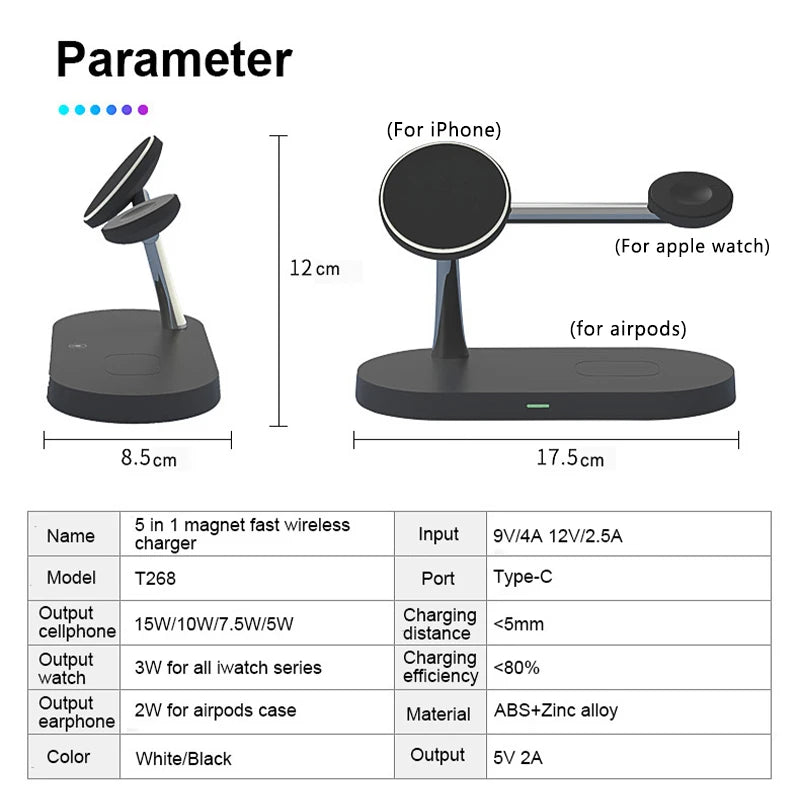 PowerHub 3-in-1 Magnetic Charging Dock for iPhone, Watch & AirPods