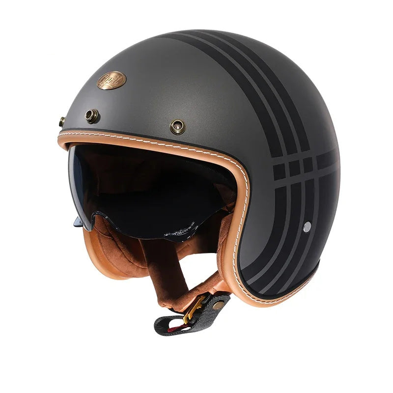 Lightweight Open Face Motorcycle Helmet with Retro Design for Comfort