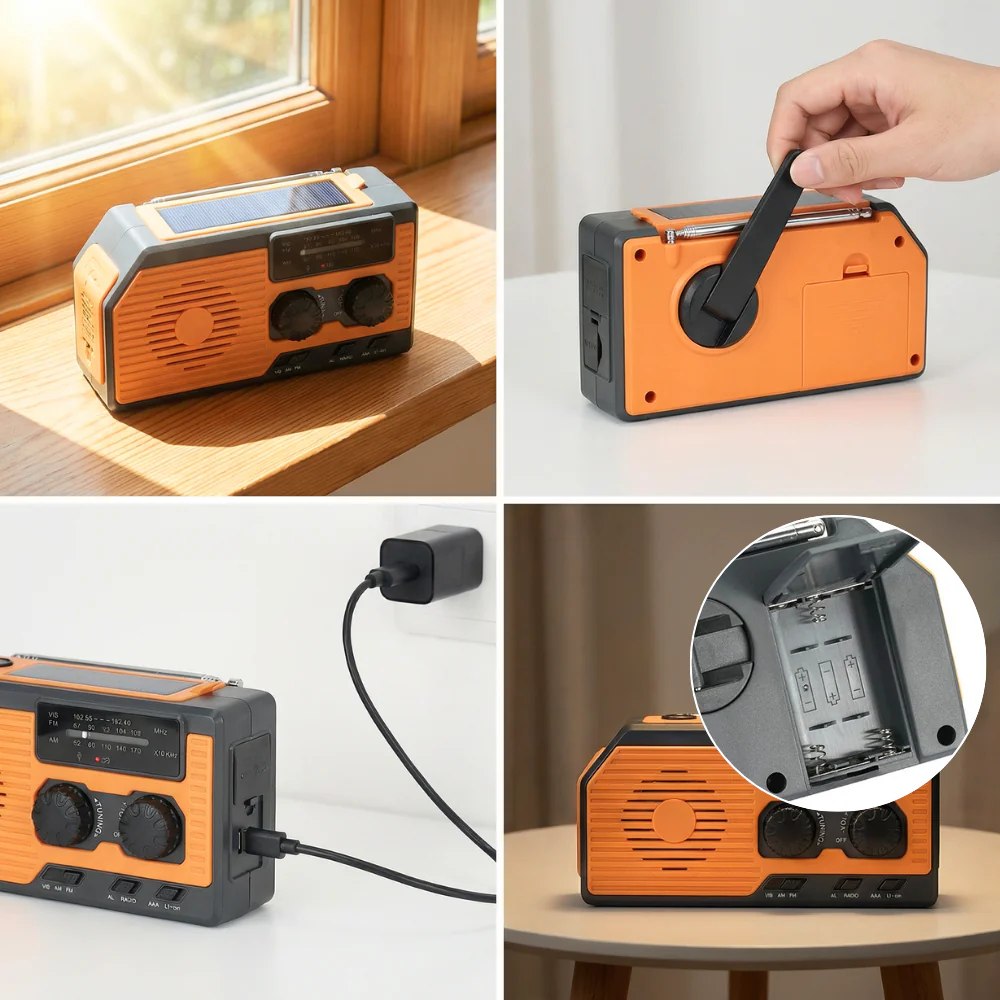 SurvivorTech 4-in-1 Emergency Radio with Solar, Hand Crank & Power Bank