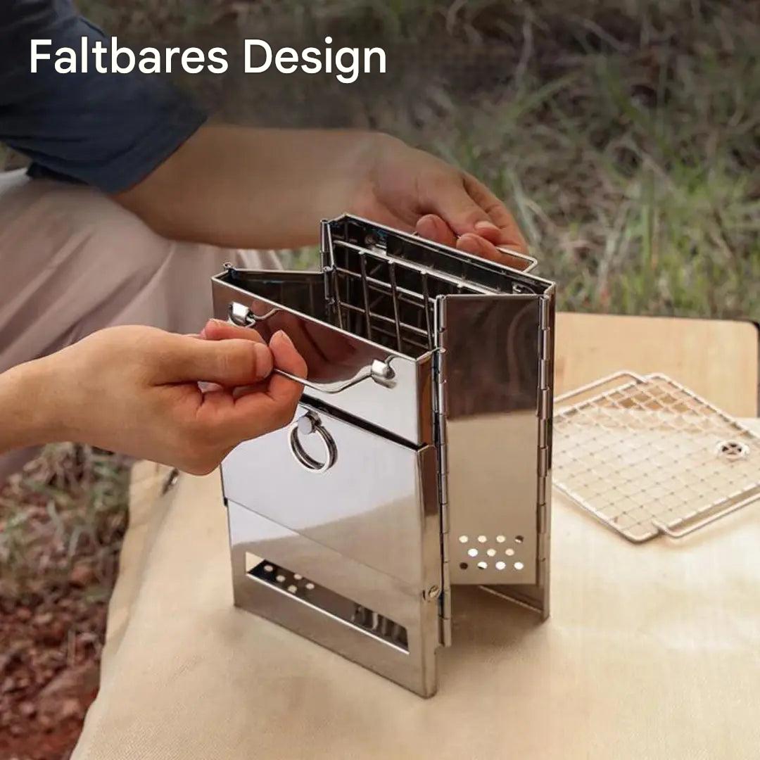 Compact Folding Stainless Steel Wood Stove - Portable Outdoor Heater