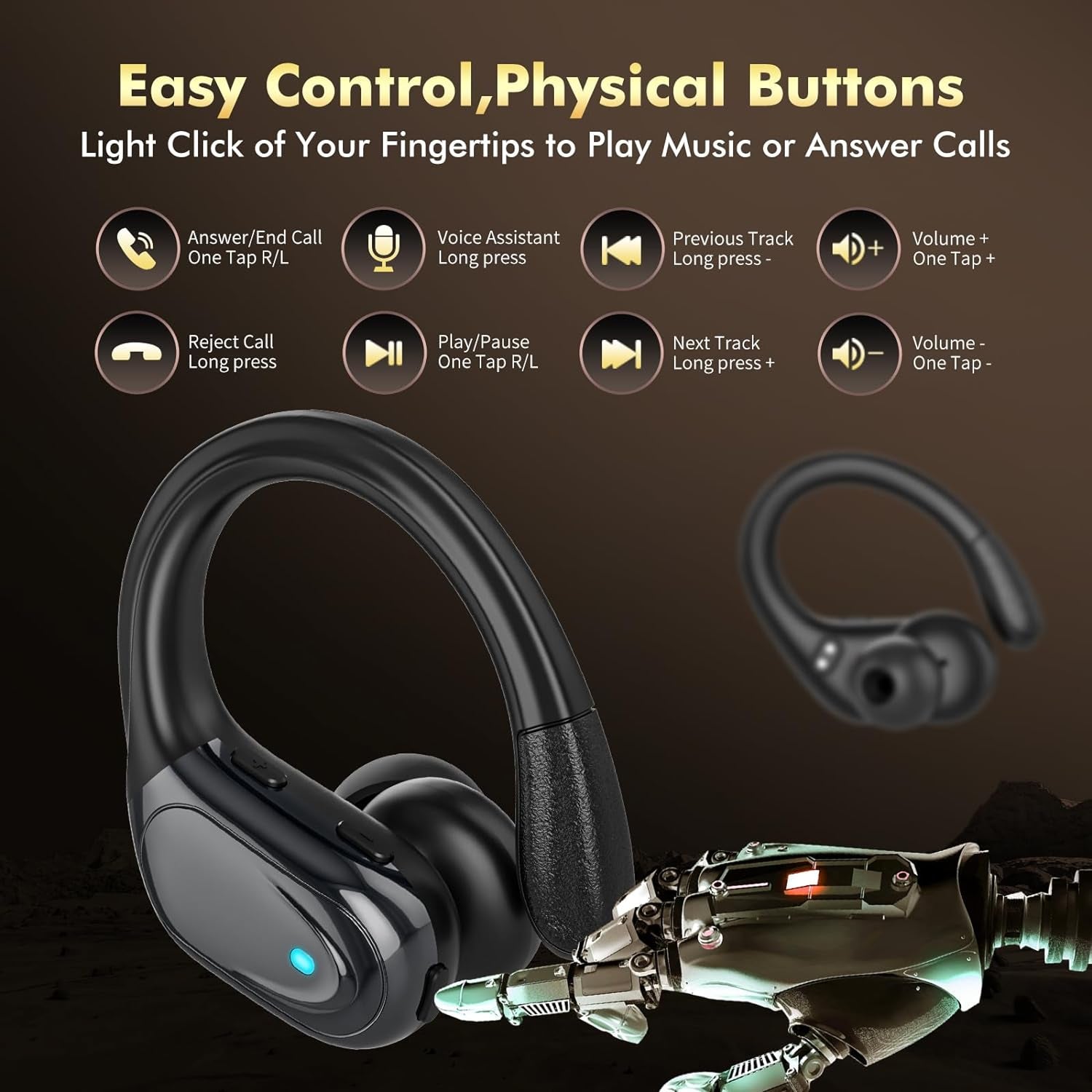 Secure-Fit Gym Earbuds with 80-Hour Battery Life - Waterproof Audio