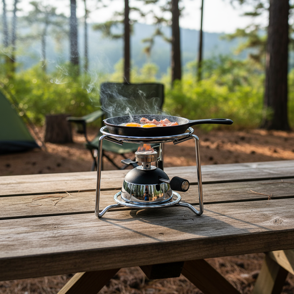 Portable Stainless Steel Stove Burner for Outdoor Cooking – Compact Design with Efficient Gas Use