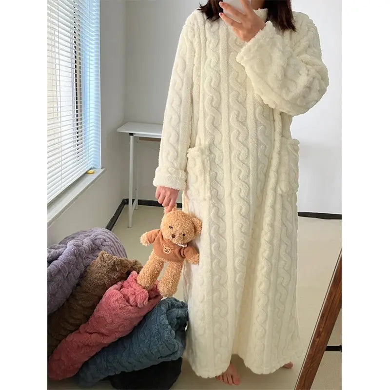 Plush Fleece Nightgown – Embrace Ultimate Comfort on Chilly Nights