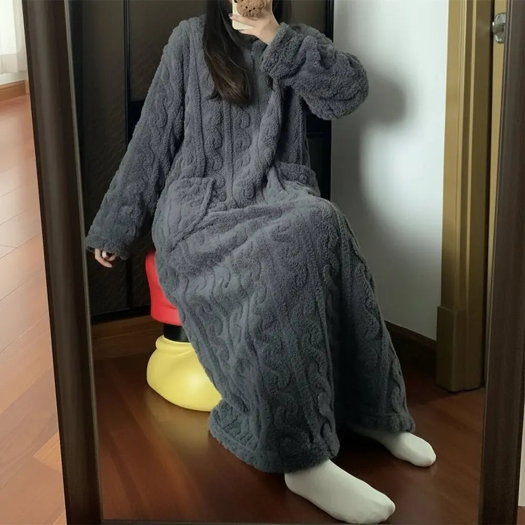 Plush Fleece Nightgown – Embrace Ultimate Comfort on Chilly Nights