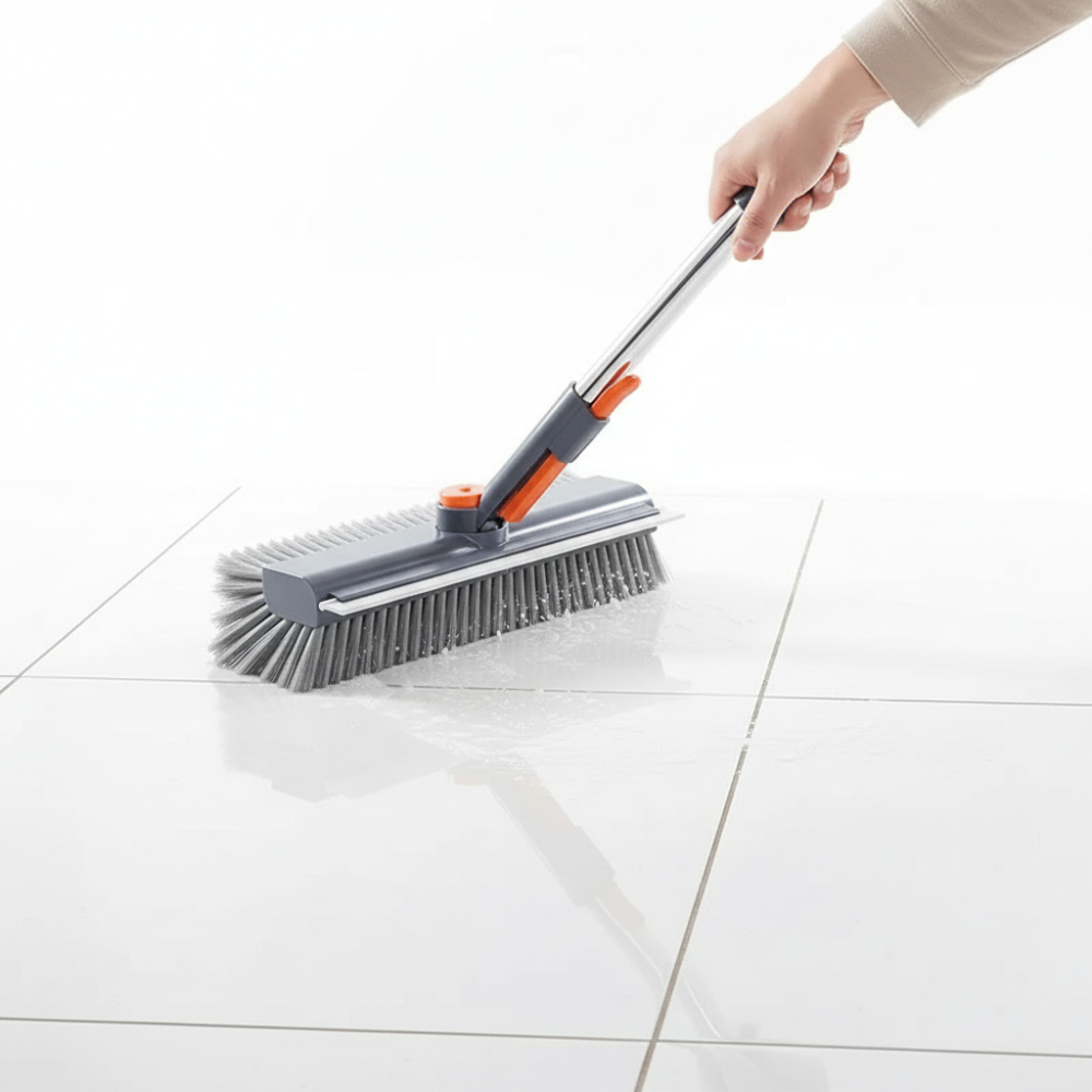Extra-Long Handle Heavy-Duty Floor Scrubber for Tough Grime