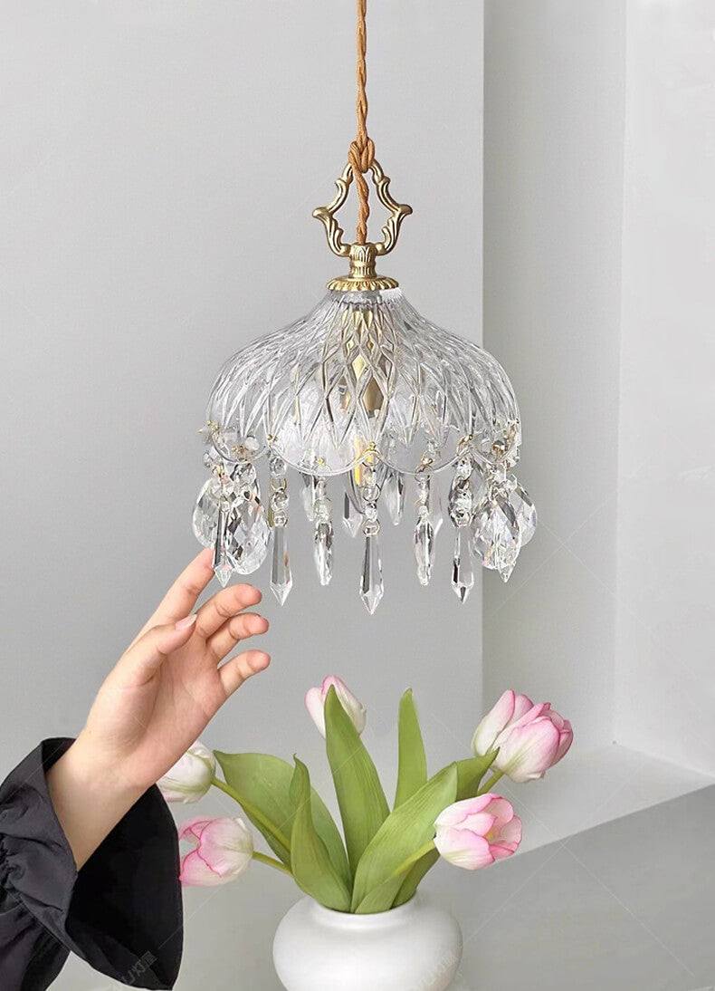 Luxury Taavita Vintage Brass Lamp - Crystal Floral Wall Sconce