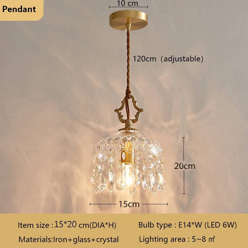 Floral Crystal LED Wall Lamp with Vintage Brass, Neoclassical Design, Luxury Scandinavian Lighting.