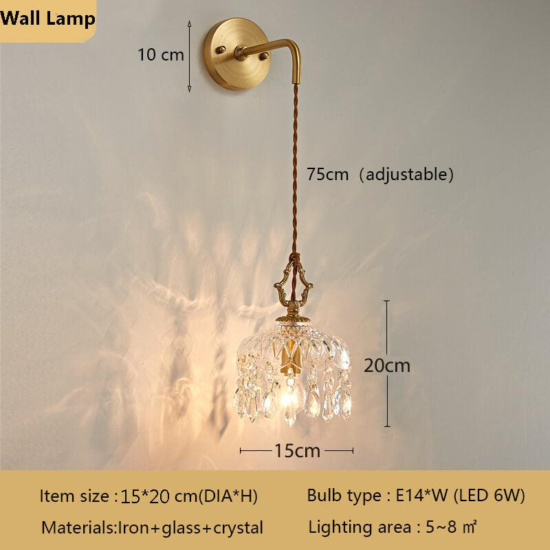Luxury Taavita Vintage Brass Lamp - Crystal Floral Wall Sconce