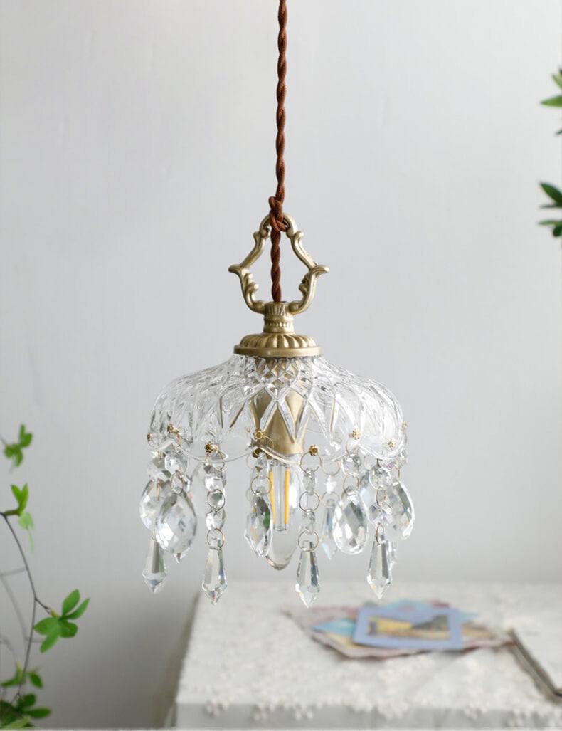 Luxury Taavita Vintage Brass Lamp - Crystal Floral Wall Sconce