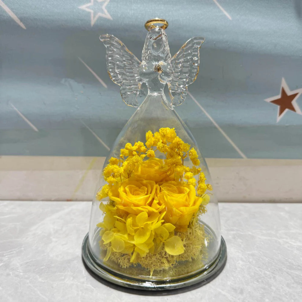 Timeless Preserved Rose Display with Angelic Glow
