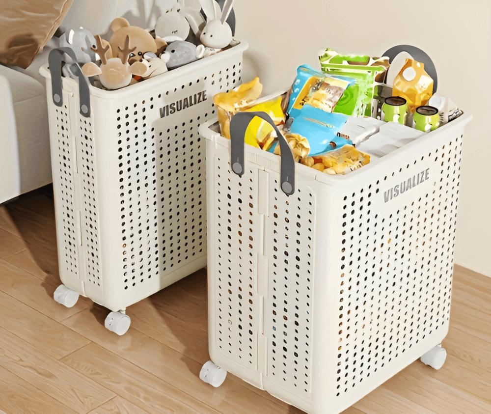 Collapsible Laundry Basket with Wheels – Space-Saving Storage Solution