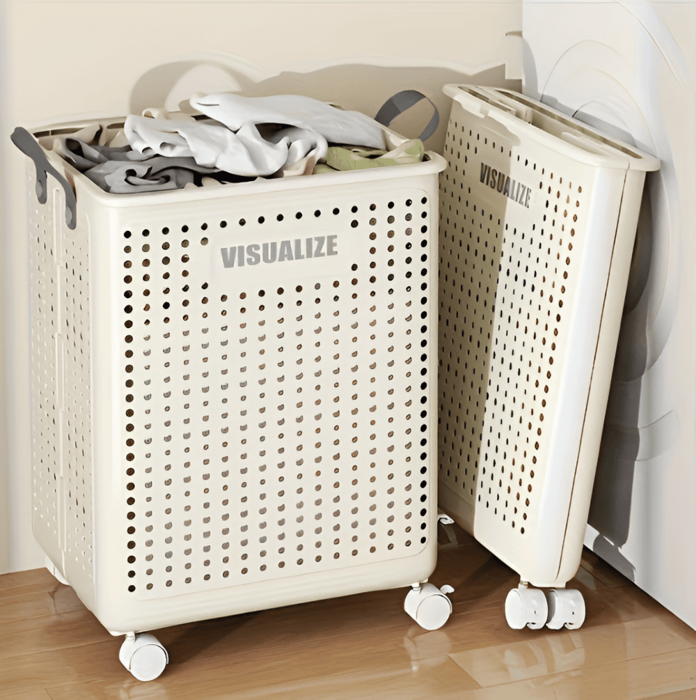 Collapsible Laundry Basket with Wheels – Space-Saving Storage Solution