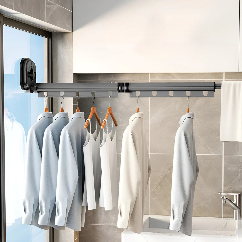 Compact and Versatile Laundry Drying Rack with Suction Mount