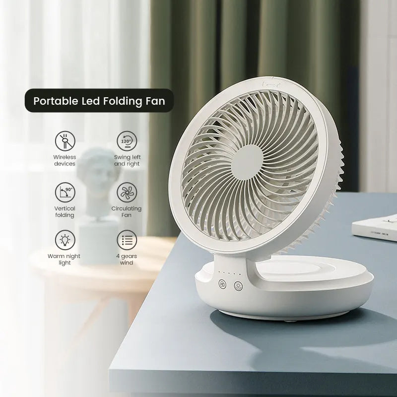 Compact Oscillating Fan with Adjustable Airflow and Night Light
