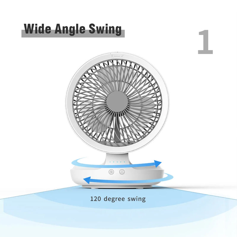 Compact Oscillating Fan with Adjustable Airflow and Night Light