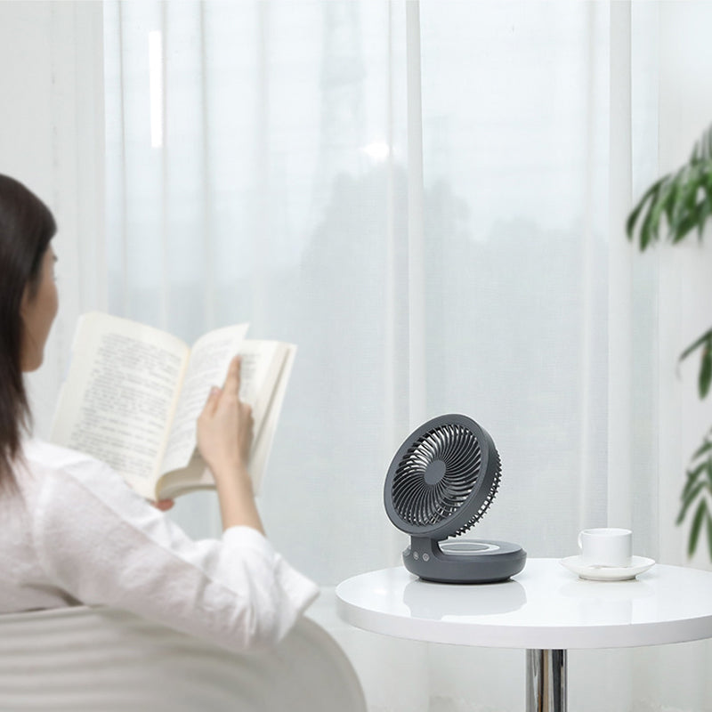 Compact Oscillating Fan with Adjustable Airflow and Night Light