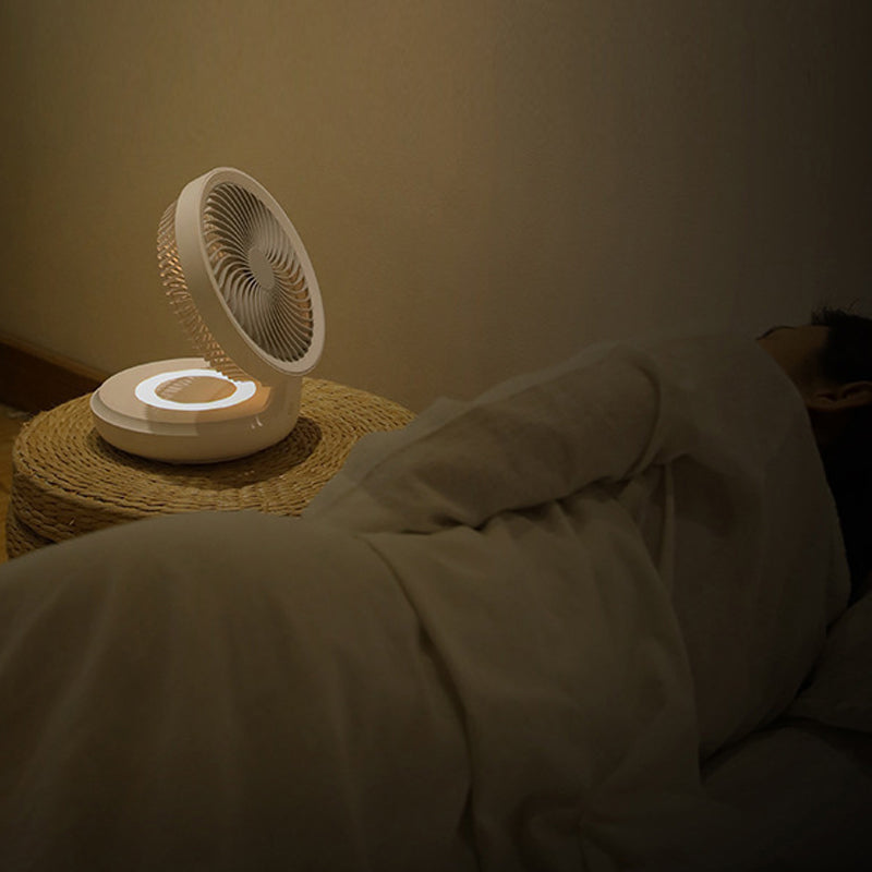 Compact Oscillating Fan with Adjustable Airflow and Night Light