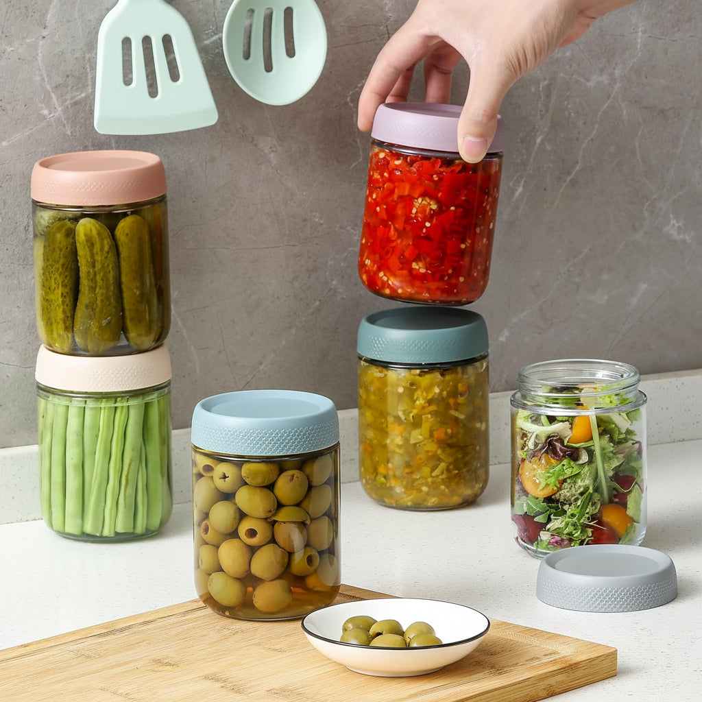 Space-Saving Glass Storage Containers with Secure Lids