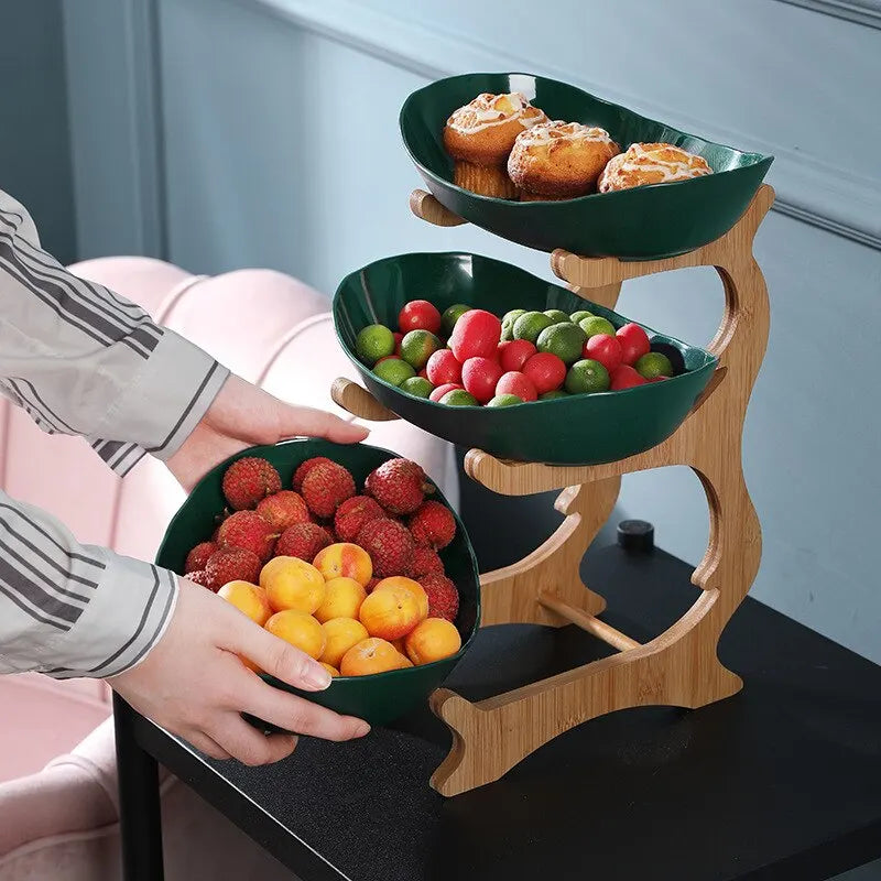 Three-Tiered Fruit Bowl – Stylish Kitchen Storage for Fresh Produce