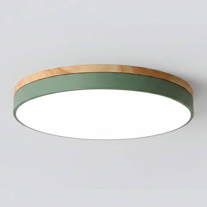Natural Wood and Metal LED Ceiling Light - 30cm, 40cm, 50cm - 3000K Warm White - Hardwired - 220V
