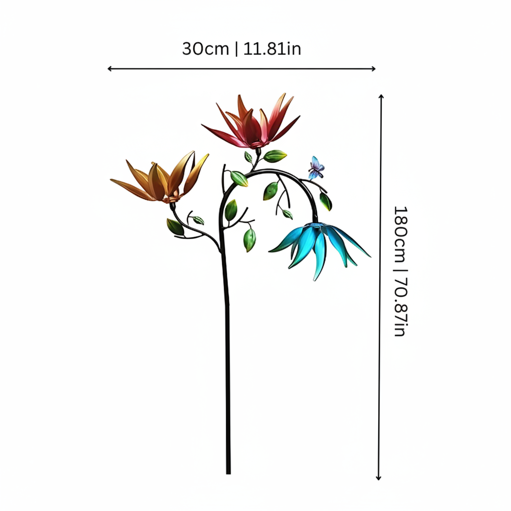 Vibrant Garden Wind Spinner Chime with Butterfly Motif