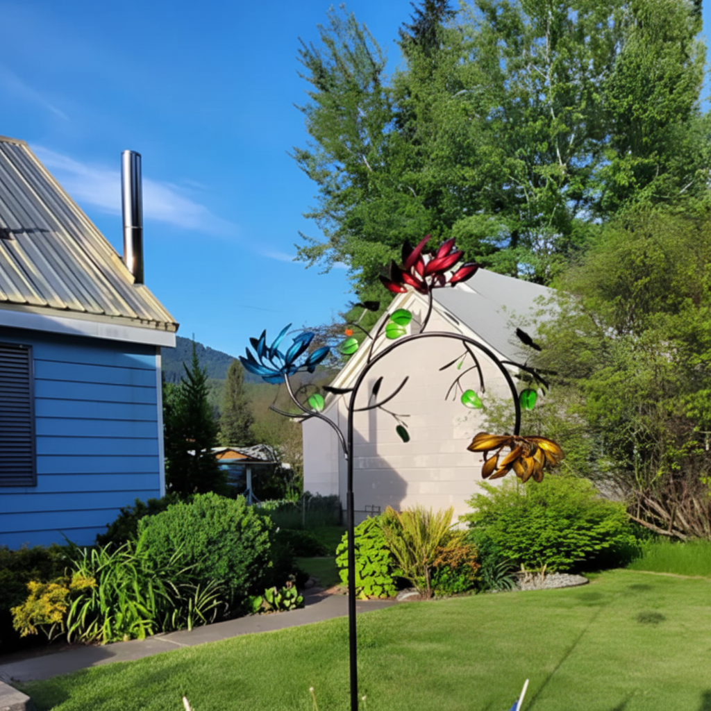 Vibrant Garden Wind Spinner Chime with Butterfly Motif