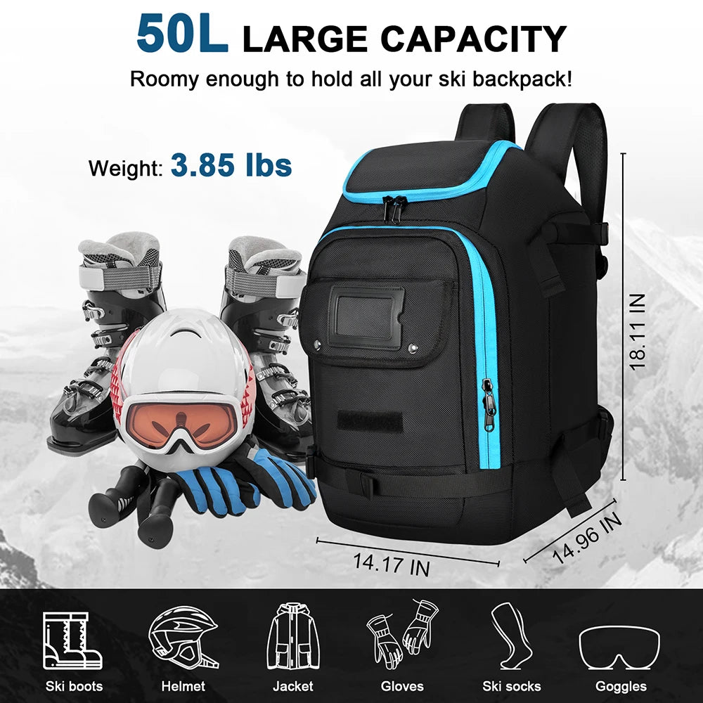 AlpineGuard 50L Waterproof Ski Boot Backpack for Adventurers