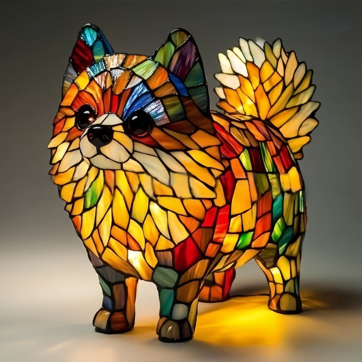 Charming Canine Stained Glass LED Table Lamp with USB Power