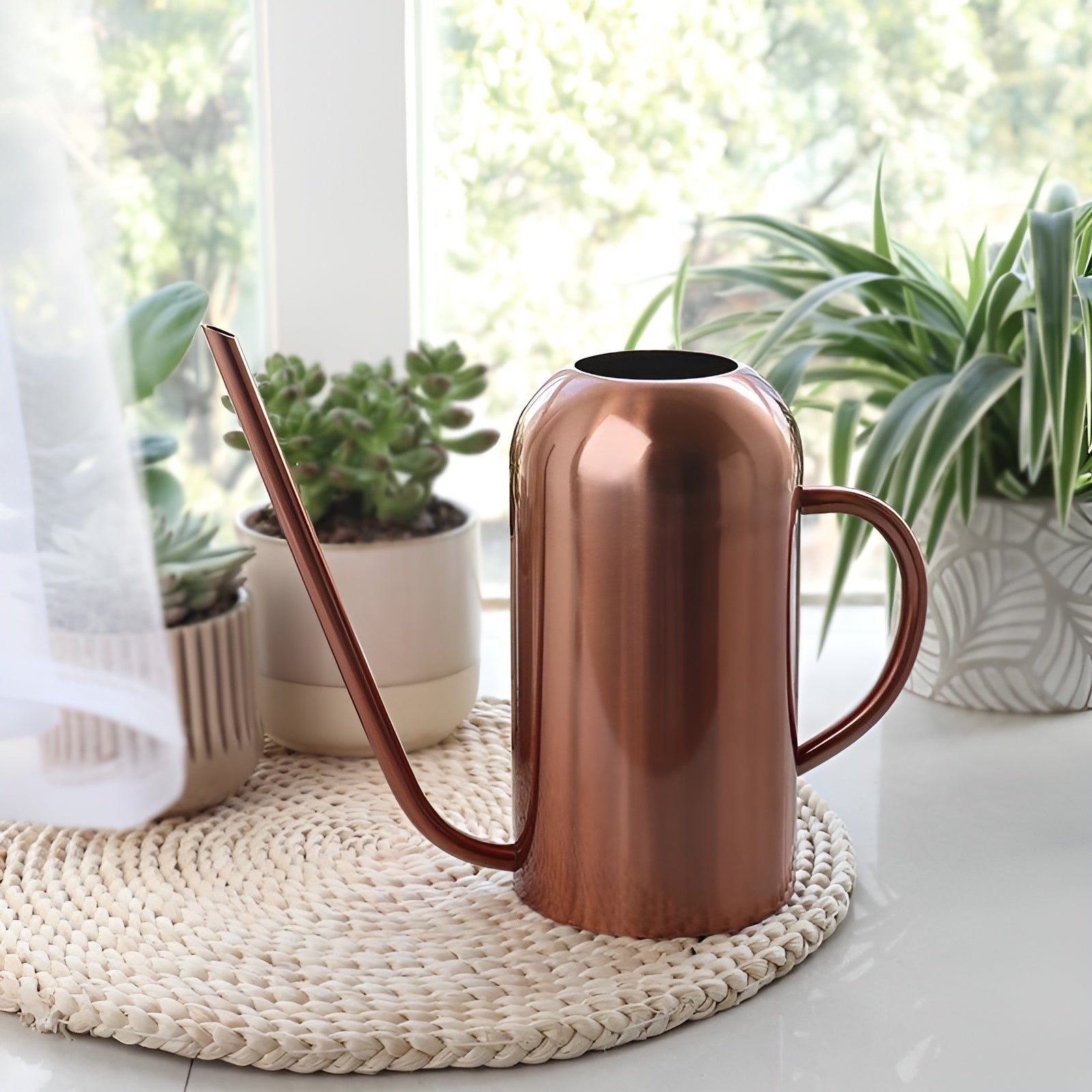 1.5L Metal Watering Can with Ergonomic Spout for Indoor Plants