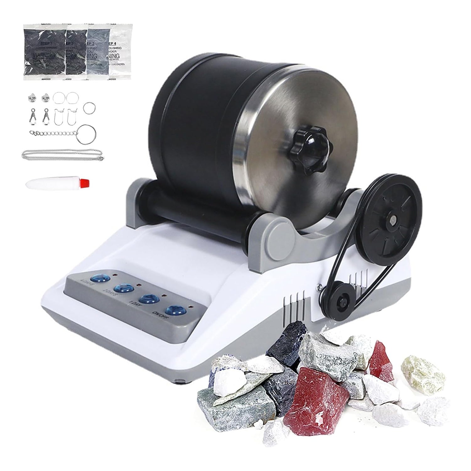 Rock Tumbler Set with Quiet Functionality & Leak-Resistant Design for Beginners