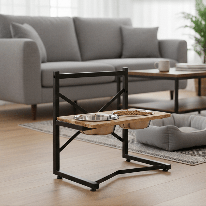 Elevated Pet Dining Station with Stainless Steel Bowls